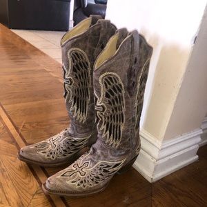 COWGIRL BOOTS CORRAL BLACK SEQUIN WING & CROSS